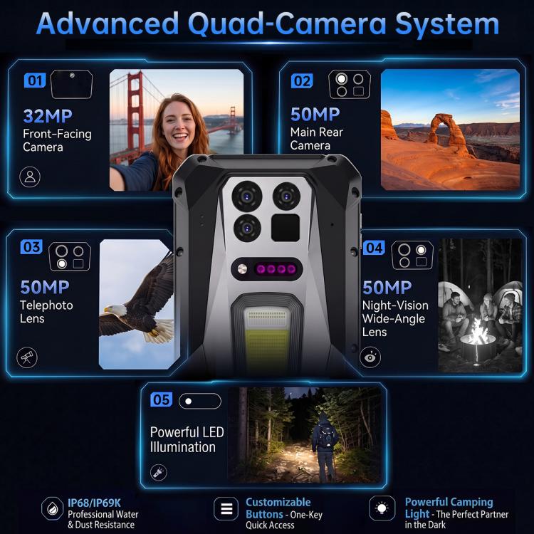 Unihertz 8849 Tank 5 Pro Thermal Imaging Projector Rugged Phone, 18GB+512GB, Side Fingerprint, Night Vision, 6.73 inch Android 16 MediaTek MT6989 Dimensity 9400e Octa Core, Network: 5G, NFC, Tank 5 Pro 16GB+512GB