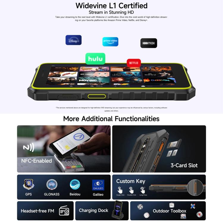 Ulefone RugKing 2 Pro, 6GB+128GB, IP68/IP69K Rugged Phone, 5.45 inch Android 16 Unisoc T7250 Octa Core, Network: 4G, NFC, OTG, RugKing 2 Pro, 6GB+128GB