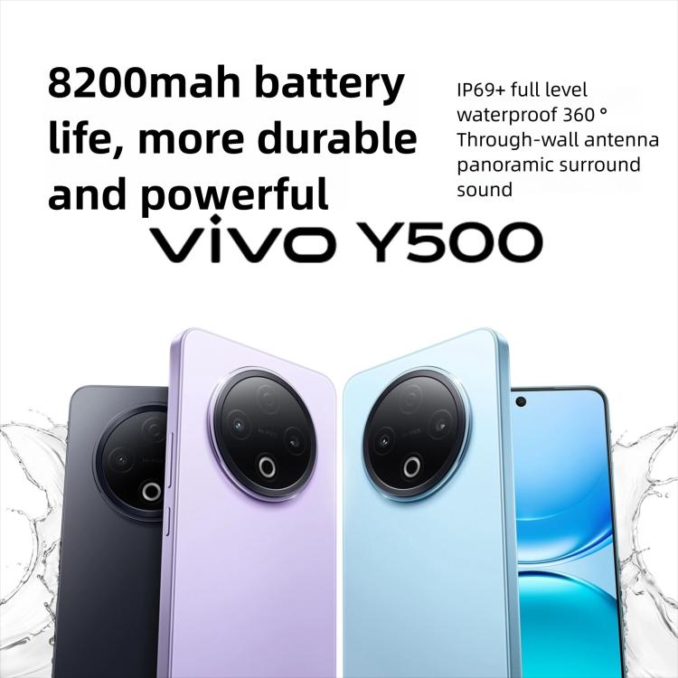 vivo Y500, 8 Go + 256 Go, Android 15 OriginOS 5 Dimensity 7300 Octa Core de 6,77 pouces, OTG, NFC, Réseau : 5G, 8 Go + 256 Go