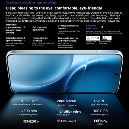 vivo X300 Pro, 12 Go+256 Go, OriginOS 6 Android 16 Dimensity 9500 Octa Core 6,78 pouces, OTG, NFC, Réseau : 5G, 12 Go+256 Go