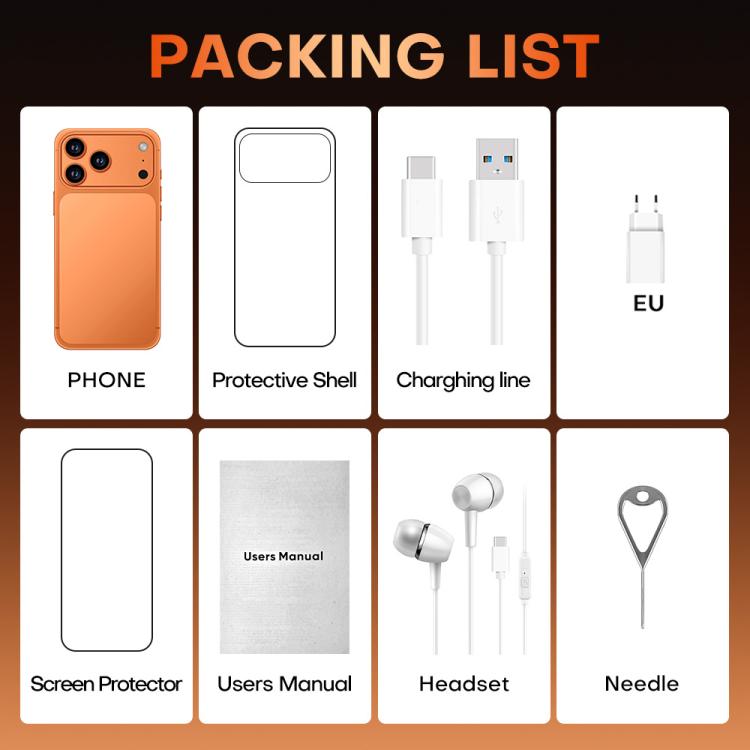 i17 Pro Max / A19, 4GB+64GB, 6.85 inch Android 8.1 MTK6762 Octa Core, Network: 4G, Dual SIM, EU Plug, EU Plug