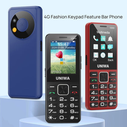 UNIWA V2000 Elder Keypad Phone, 2.4 inch Unisoc T107, 1700mAh Battery, LED Flashlight, SOS, Network: 4G, EU Plug, EU Plug