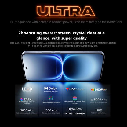 vivo iQOO 15 Ultra, 16 Go+1 To, Empreinte Digitale Ultrasonique 3D, Android 16 OriginOS 6 6,85 pouces, Octa Core Snapdragon 8 Elite Gen 5, OTG, NFC, Réseau : 5G, Compatible Google Play, 16 Go+1 To