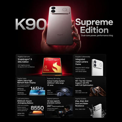 Xiaomi Redmi K90 Ultra, 12GB+512GB, 6.83 inch Xiaomi HyperOS 3 Snapdragon 8 Elite Octa Core, NFC, Network: 5G, 12GB+512GB