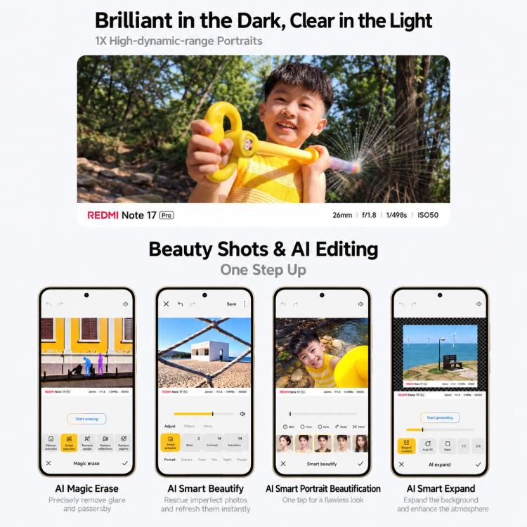 Xiaomi REDMI Note 17 Pro, 6GB+256GB, 6.83 inch Xiaomi HyperOS 3 Snapdragon 6s Gen 4 Octa Core, NFC, Network: 5G, 6GB+256GB