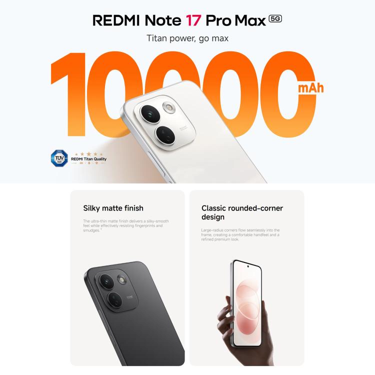 Xiaomi Redmi Note 17 Pro Max Global, 8GB+256GB, Screen Fingerprint, 6.83 inch Xiaomi HyperOS 3 Snapdragon 6 Gen 5 Octa Core, Network: 5G, NFC, 8GB+256GB
