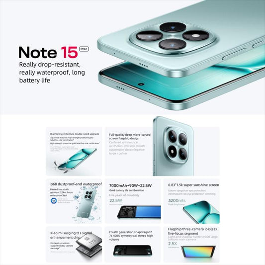 Xiaomi Redmi Note 15 Pro+ 5G Satellite, 16GB+512GB, 6.83 inch Xiaomi HyperOS 2 Snapdragon 7s Gen 4 Octa Core, Network: 5G, NFC