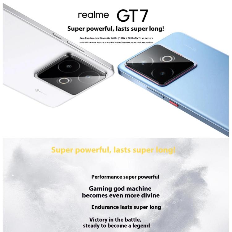 Realme GT7, 16Go+512Go, Android 15 / Realme UI 6.0 6,8 pouces MediaTek Dimensity 9400+ Octa Core, NFC, Réseau : 5G, Compatible Google Play, 16Go+512Go