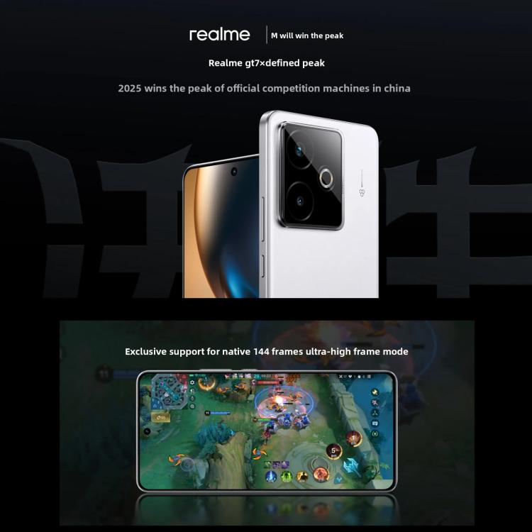 Realme GT7, 16Go+512Go, Android 15 / Realme UI 6.0 6,8 pouces MediaTek Dimensity 9400+ Octa Core, NFC, Réseau : 5G, Compatible Google Play, 16Go+512Go