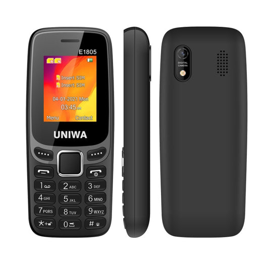 UNIWA E1805, 1.77 inch, SC6531E, 21 Keys, Support Bluetooth, Torch, FM, MP3, MP4, GSM, Dual SIM