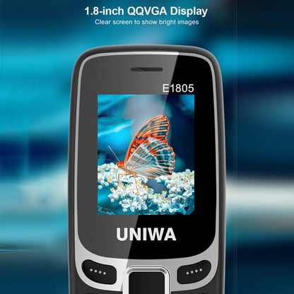 UNIWA E1805, 1.77 inch, SC6531E, 21 Keys, Support Bluetooth, Torch, FM, MP3, MP4, GSM, Dual SIM