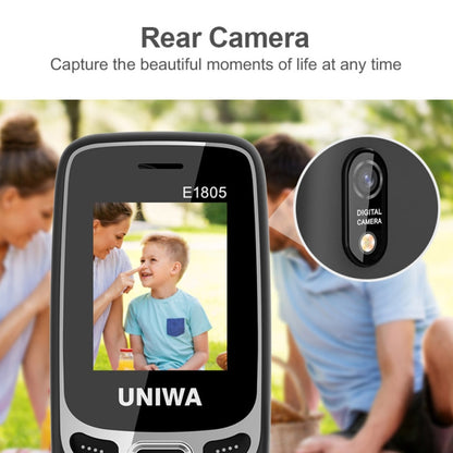 UNIWA E1805, 1.77 inch, SC6531E, 21 Keys, Support Bluetooth, Torch, FM, MP3, MP4, GSM, Dual SIM