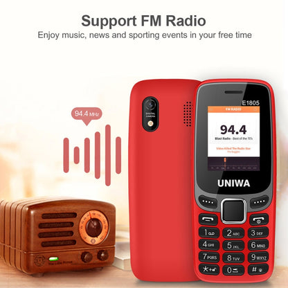 UNIWA E1805, 1.77 inch, SC6531E, 21 Keys, Support Bluetooth, Torch, FM, MP3, MP4, GSM, Dual SIM