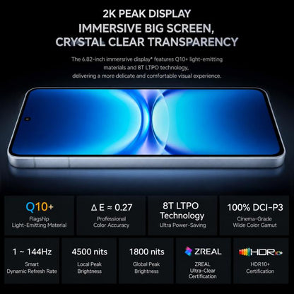 vivo iQOO 15T, 16GB+256GB, Ultrasonic 3D Fingerprint, 6.82 inch Android 16 OriginOS 6 Dimensity 9500 Monster Octa Core, OTG, NFC, Network: 5G, Support Google Play, 16GB+256GB