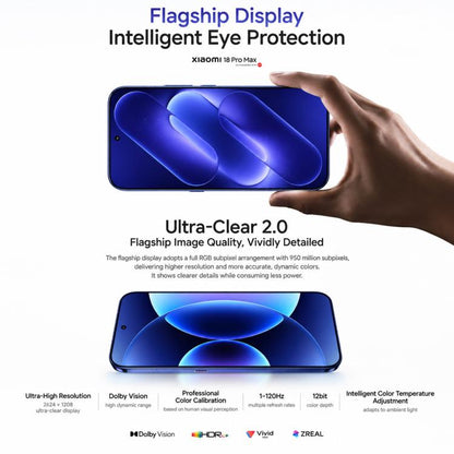 Xiaomi 18 Pro Max, 16GB+512GB, 3D Ultrasonic Fingerprint, 6.9 inch + 2.9 inch Xiaomi HyperOS 4 Snapdragon 8 Elite Gen 6 Octa Core, NFC, Network: 5G, 16GB+512GB