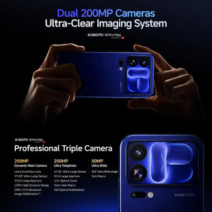 Xiaomi 18 Pro Max, 16GB+512GB, 3D Ultrasonic Fingerprint, 6.9 inch + 2.9 inch Xiaomi HyperOS 4 Snapdragon 8 Elite Gen 6 Octa Core, NFC, Network: 5G, 16GB+512GB