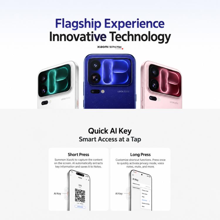 Xiaomi 18 Pro Max, 16GB+512GB, 3D Ultrasonic Fingerprint, 6.9 inch + 2.9 inch Xiaomi HyperOS 4 Snapdragon 8 Elite Gen 6 Octa Core, NFC, Network: 5G, 16GB+512GB