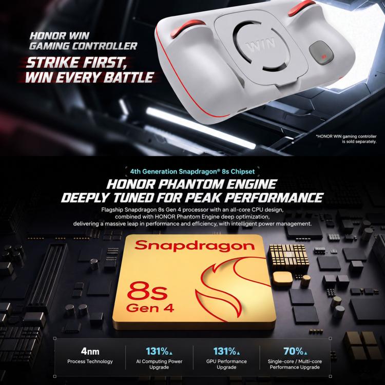 Honor WIN Turbo2, 8GB+256GB, 3D Ultrasonic Fingerprint, 6.89 inch MagicOS 11.0 / Android 17 Snapdragon 8s Gen 4 Octa Core, Network: 5G, NFC, OTG, 8GB+256GB