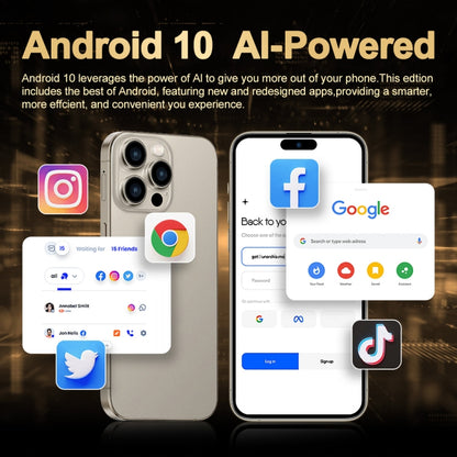 i16 Pro Max / Q5A, 6 Go + 128 Go, écran de 6,5 pouces, identification faciale, Android 10 MTK6762 Octa Core, OTG, NFC, Réseau: 4G, Double SIM, Prise UE, i16 Pro Max / Q5A, Prise UE
