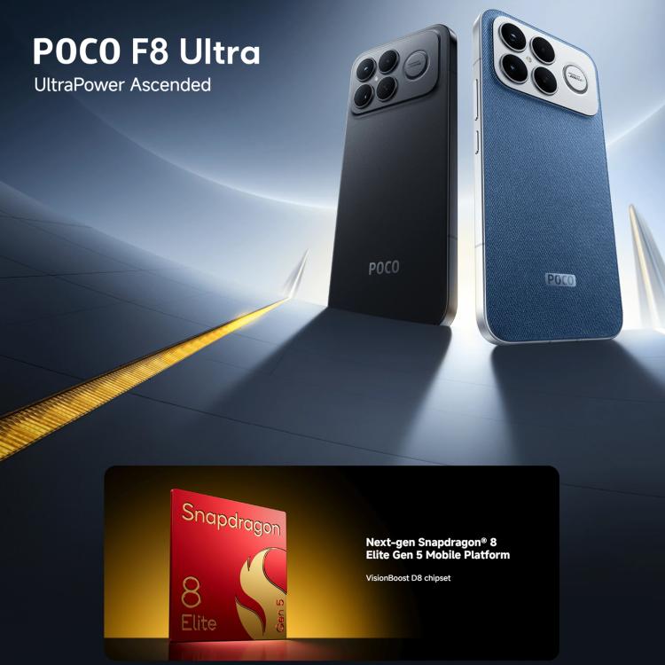 Xiaomi POCO X8 Ultra Global, 12GB+256GB, In-screen Fingerprint, 6.59 inch Xiaomi HyperOS 3 Snapdragon 8 Elite Gen 5 Octa Core, NFC, Network: 5G, 12GB+256GB