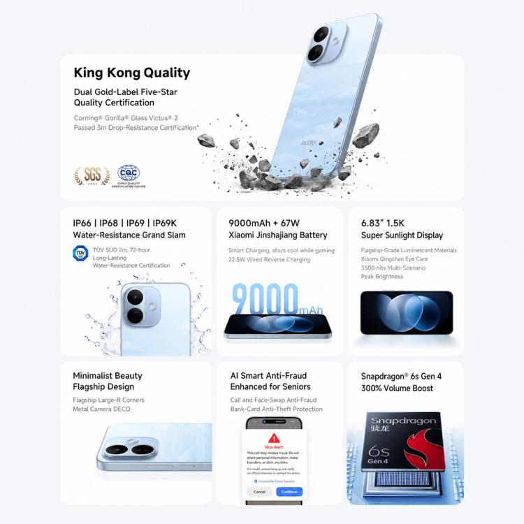 Xiaomi REDMI Note 17 Pro 5G, 8GB+512GB, 6.83 inch Xiaomi HyperOS 3 Snapdragon 6s Gen 4 Octa Core, NFC, Network: 5G