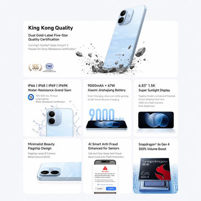Xiaomi REDMI Note 17 Pro 5G, 8GB+512GB, 6.83 inch Xiaomi HyperOS 3 Snapdragon 6s Gen 4 Octa Core, NFC, Network: 5G