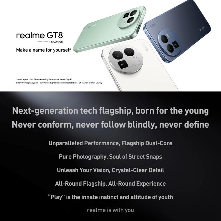 Realme GT8, 16GB+256GB, 6.79 inch Realme UI 7.0 Android 16 Snapdragon 8 Elite Octa Core, NFC, OTG, Network: 5G, 16GB+512GB, Realme GT8, 16GB+512GB