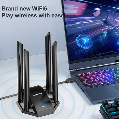 COMFAST CF-966AX Free-drive Dual Band 1800Mbps USB3.0 High Power Wireless WiFi 6 Adapter, CF-966AX