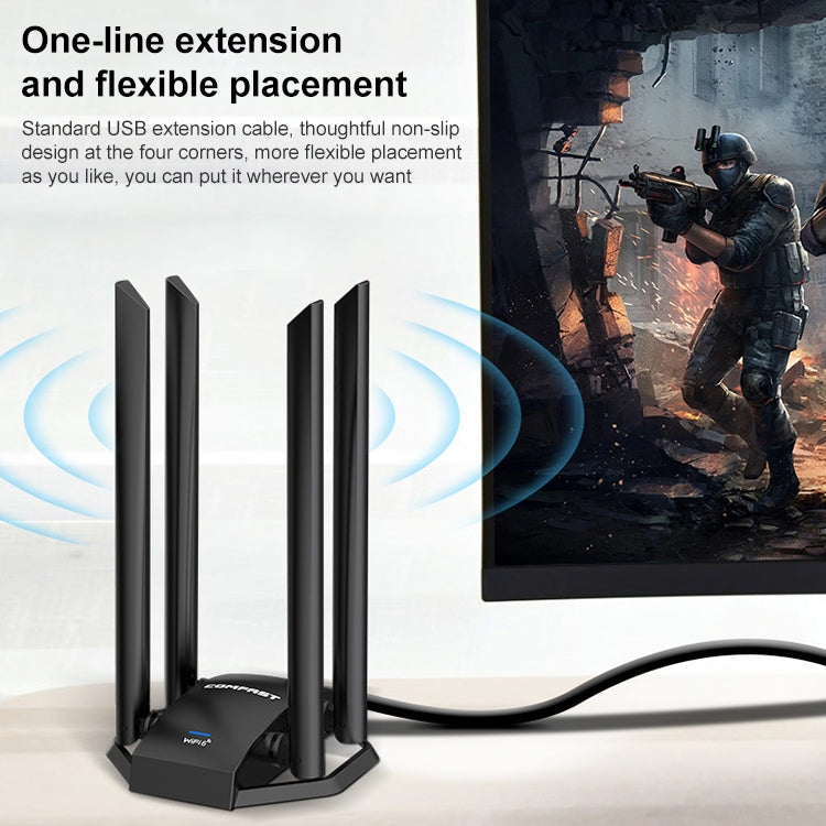 COMFAST CF-966AX Free-drive Dual Band 1800Mbps USB3.0 High Power Wireless WiFi 6 Adapter, CF-966AX