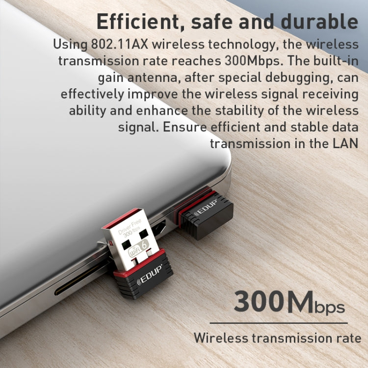 EP-A300 300Mbps WiFi6 USB Free Drive Network Adapter, EP-AX300