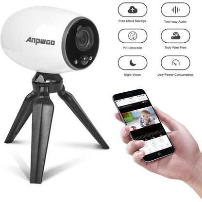 Anpwoo Cannon Caméra IP WiFi HD CMOS 1/3" 960P 1.3MP avec support trépied, détection de mouvement / vision nocturne, Cannon