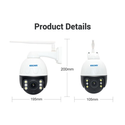 ESCAM Q5068 H.265 5MP Pan / Tilt / 4X Zoom WiFi Waterproof IP Camera, Support ONVIF Two Way Talk & Night Vision, AU Plug, EU Plug, AU Plug, UK Plug, US Plug