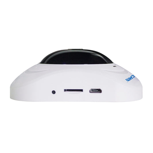 كاميرا ESCAM Q8 960P بزاوية رؤية 360 درجة وعدسة عين السمكة بدقة 1.3 ميجابكسل وواي فاي، تدعم خاصية كشف الحركة والرؤية الليلية، بمدى الأشعة تحت الحمراء من 5 إلى 10 أمتار، مزودة بمقابس كهربائية متعددة (أسترالية، بريطانية، أمريكية، أوروبية).