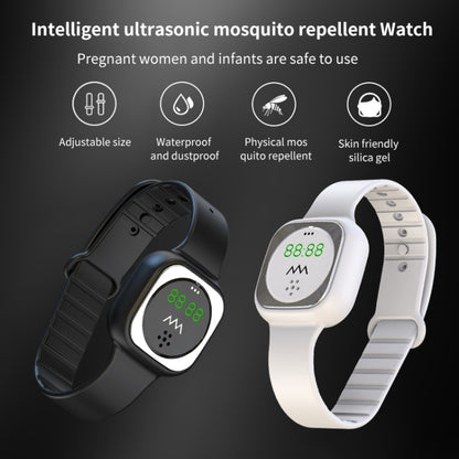 F9 Outdoor Silica Gel Mosquito Repellent Wristband with Clock, F9 (Black), F9 (White)