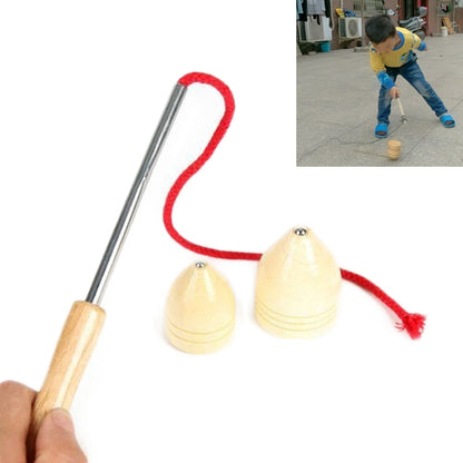 Children Outdoor Fitness Wooden Spinning Toy Vintage Spin Whipping Top with String, Spinning Toy