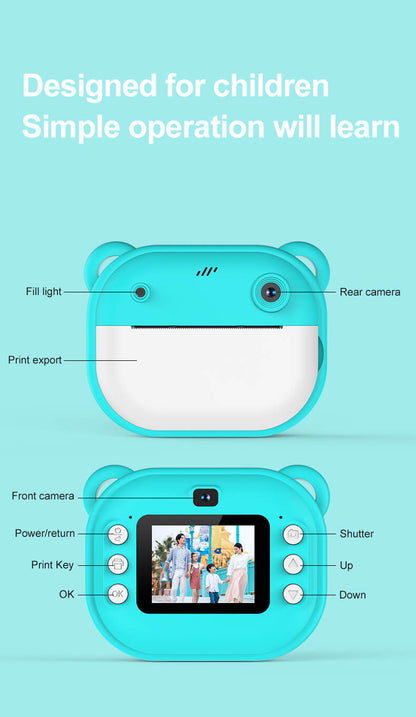 New Children's Polaroid Printing Camera High Definition Dual Lens Can Take Pictures and Videos Toy Gift Box Delivery