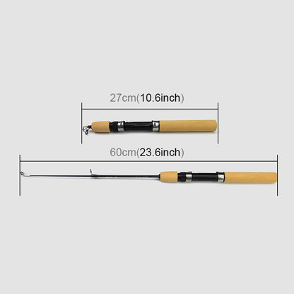 27cm Canne à pêche portable pour la pêche sur glace, canne à crevette, canne à leurre, accessoires de pêche, longueur étendue : 60 cm, 27cm