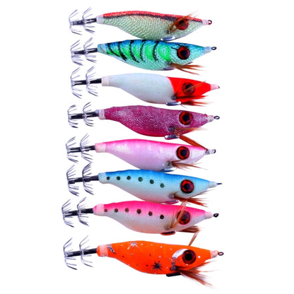 HENGJIA HENG JIA SJ011 Lot de 8 leurres de pêche à la seiche en plastique dur noctilucent de 10 cm, appâts de pêche, livraison de couleur aléatoire
