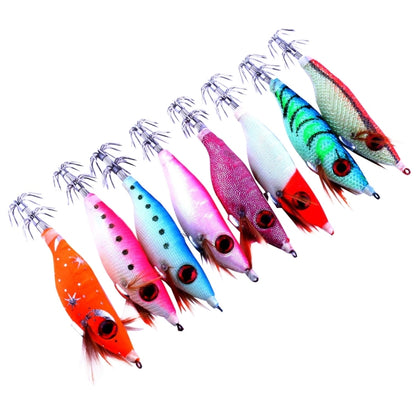HENGJIA HENG JIA SJ011 Lot de 8 leurres de pêche à la seiche en plastique dur noctilucent de 10 cm, appâts de pêche, livraison de couleur aléatoire