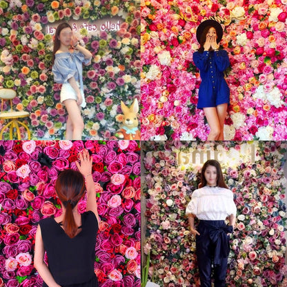 Blooming Rose Peony Hydrangea Artificial Encryption Flower DIY Wedding Wall Decoration Photo Background, Size: 60cm x 40cm