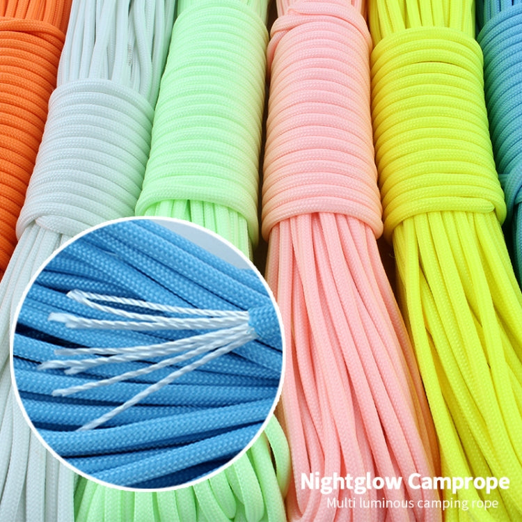Corde d'escalade fluorescente pour camping en extérieur, tente de sauvetage, 9 brins en nylon et polyester, pleine lumière, 20 m orange, 20 m rose, 20 m vert, 20 m bleu, 20 m blanc, 20 m jaune