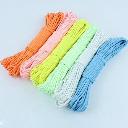 Corde d'escalade fluorescente pour camping en extérieur, tente de sauvetage, 9 brins en nylon et polyester, pleine lumière, 20 m orange, 20 m rose, 20 m vert, 20 m bleu, 20 m blanc, 20 m jaune
