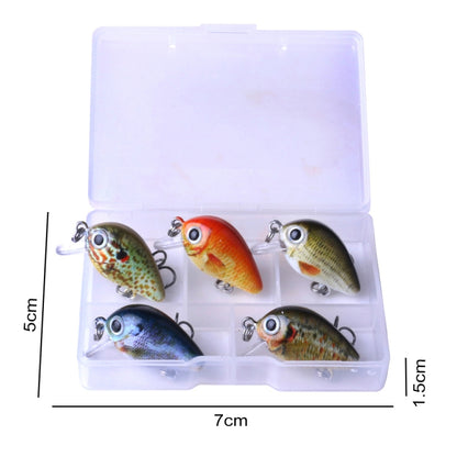 HENGJIA 5 PCS 2.7cm/1.5g Luya Leurre de Pêche en Rocher Kit Bionique avec Boîte en Plastique, Box008