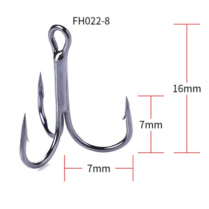 HENGJIA 20 Hameçons triples classiques noirs en acier à haute teneur en carbone, 8# FH022