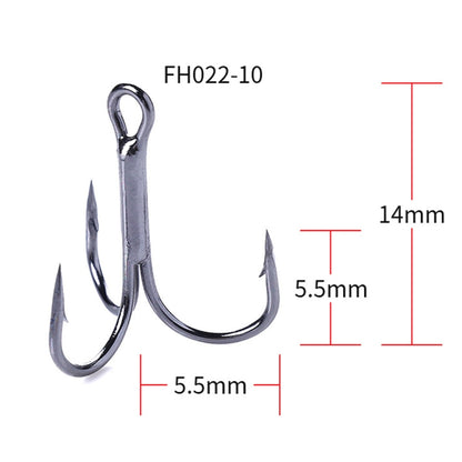 HENGJIA 20 hameçons triples classiques noirs en acier à haute teneur en carbone, 10# FH022