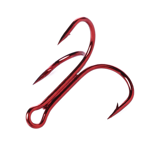 HENGJIA 20 PCS Classic Red High Carbon Steel Fishing Three-jaw Treble Hooks, 6# FH023