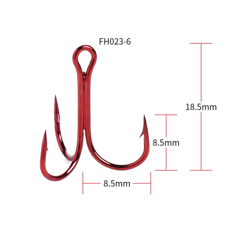 HENGJIA 20 Hameçons triples classiques rouges en acier à haute teneur en carbone, 6# FH023