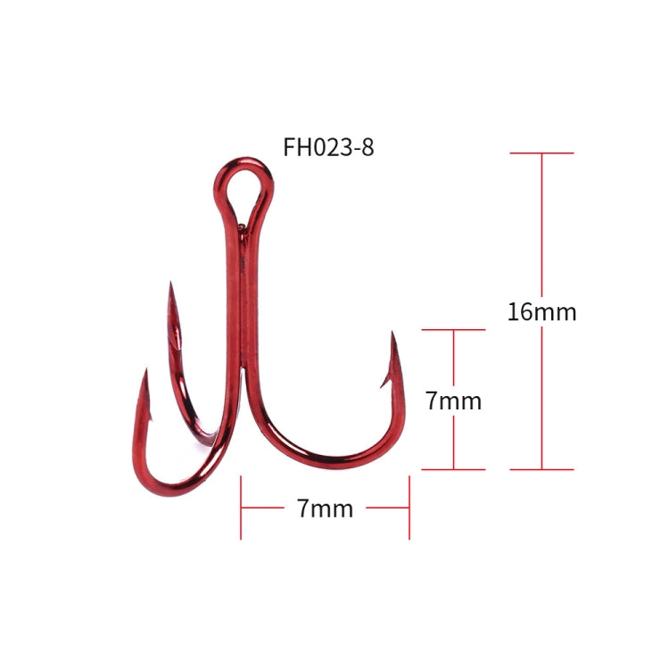 HENGJIA 20 Hameçons triples classiques rouges en acier à haute teneur en carbone, 8# FH023