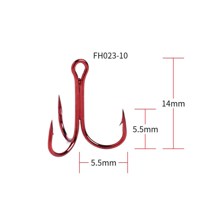 HENGJIA 20 PCS Classic Red High Carbon Steel Fishing Three-jaw Treble Hooks, 10# FH023