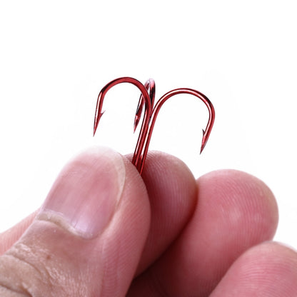 HENGJIA 20 PCS Classic Red High Carbon Steel Fishing Three-jaw Treble Hooks, 10# FH023